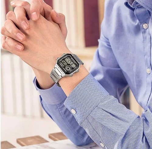 Casio AE-1200WHD-1A Digital Watch Stainless Steel Band 100M World Time 10-Yr - Picture 7 of 14