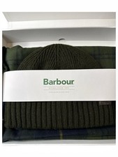 BARBOUR Mens Carlton Fleck Beanie Hat and Scarf Gift Set Olive Green Brand New