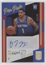 2020-21 Donruss Elite Pen Pals Red 7/49 Obi Toppin #PP-OBI Auto 0ni1