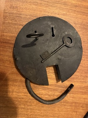 Antique 8  Pancake Lock With Keys. Possible Hand Forged