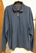 Orvis 1/4 Zip Pima Cotton Long Sleeve Pullover Blue Men's Size XL