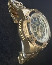 Invicta Men’s Gold Tone Chronograph Watch – Mother of Pearl Dial – Worn One Time