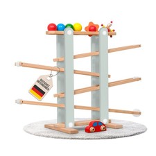 Kugelbahn Holz 7 mobile Teile Murmelbahn Rollbahn Motorikspielzeug ab 1 Jahr