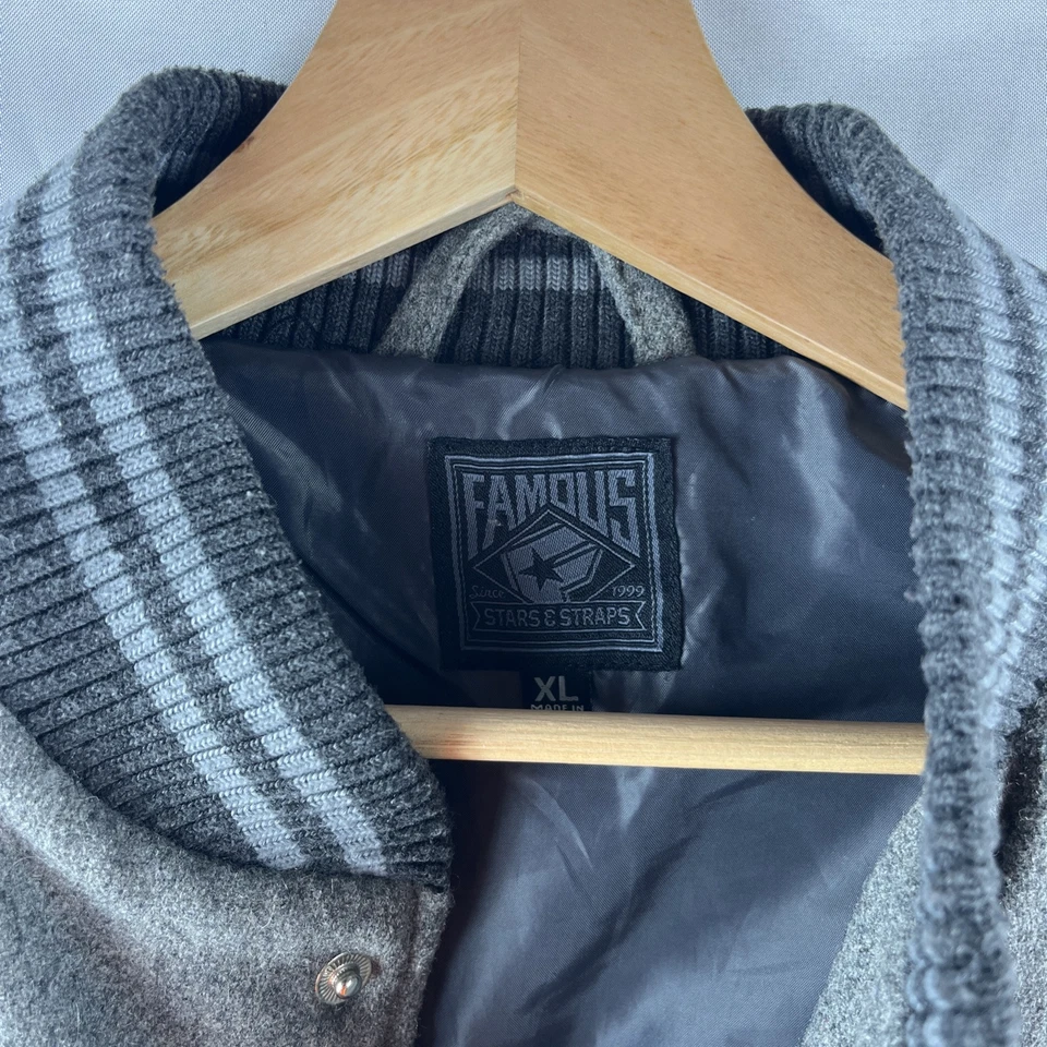Chaqueta Universitaria Famous Stars & Straps XL Bordada Familia Lana Bombardero Rara De Colección Foto 4 de 4