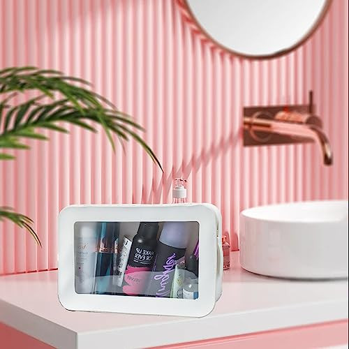 Clear Makeup Bag Organizer, TSA Approved Portable Travel Toiletry Bag White C - Picture 4 of 7