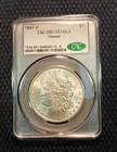 1887-O $1 Morgan Silver Dollar CAC Certified Brilliant UNC (MS60) Details Clean