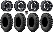 KMC Torx Bdlk 15 Wheels Bk +0mm 37 MotoRally Tires Polaris RZR Turbo R & Pro R