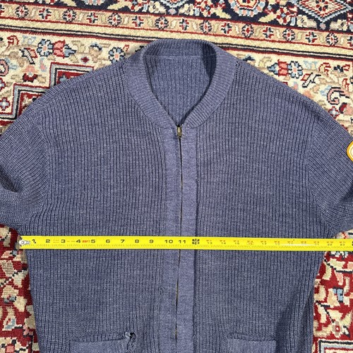 Vintage 70s USPS Knit Zip Up Cardigan Navy Size Medium - Picture 5 of 9