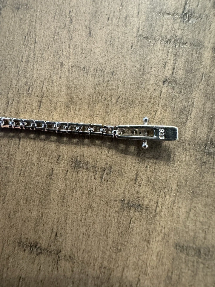 Brazalete tenis plata de ley 925 zafiro blanco Foto 3 de 4