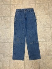 Vintage Carhartt B73 DST Faded Blue Jeans Denim Double Knee Carpenter Pant 32x32