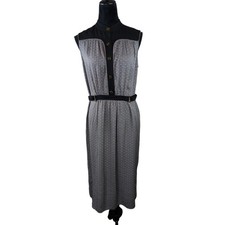 Tory Burch Blue Gemini Link Rampling Silk Belted Sleeveless Midi Dress Size 8