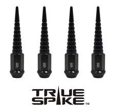 16PC TRUE SPIKE 112MM 12X1.5 STEEL LUG NUTS W/ BLACK EXTENDED SPIRAL SPIKES C