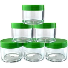 6 Pieces 30G/30ML Round Clear Cosmetic Sample Jars Container Green Lids BPA Free