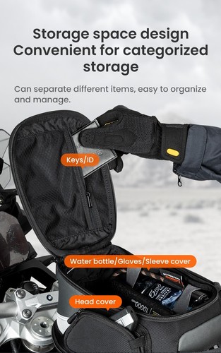 Motorcycle Tank Bag – Compact Expandable Design with Rain Cover - Picture 8 of 12