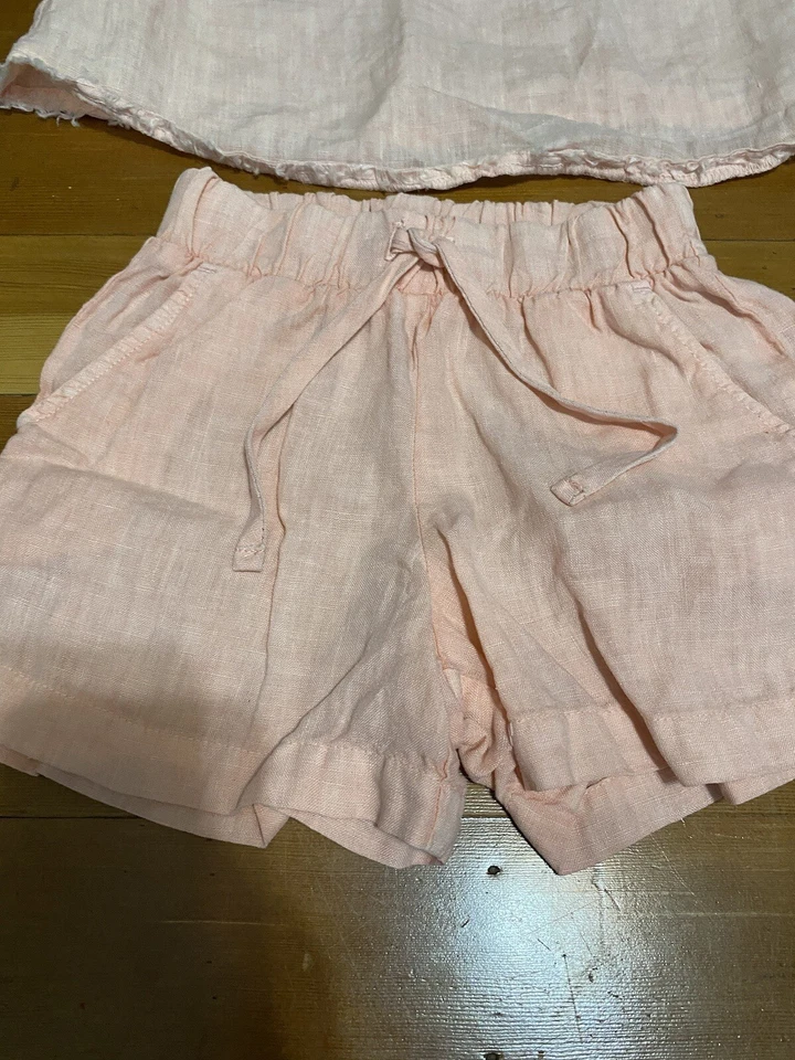 Conjunto corto de lino rosa para niñas Bella Dahl 4/5 sin mangas Foto 3 de 4