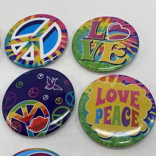 Hippie Soul Tie Dye Groovy Peace Love Psychedelic Boho Vibes Pin Backs~9 Ct - Picture 3 of 7