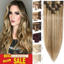 Mix Brown CLIP IN Russian Remy Human Hair Extensions Full Head Weft 8pcs US Best