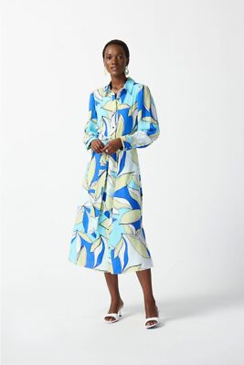 joseph ribkoff shirt dress Joseph Ribkoff Linen Blend Shirt Dress Fit & Flare with Sash Belt