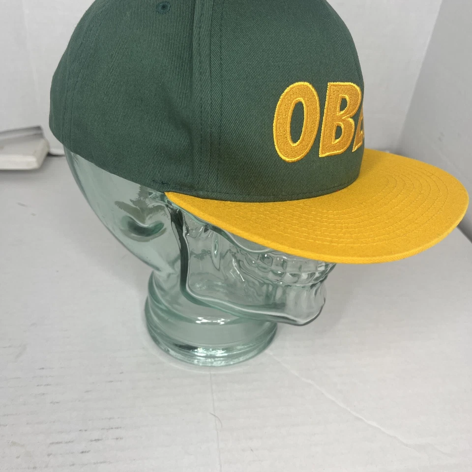 Vintage Obey Logo Hat   Snap Back Green Yellow Streetwear Skater Skateboard Mens - Image 2 of 4