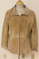 Womens Guess Ochre Tan Leather/suede/faux Fur Quilted Jacket Sz L