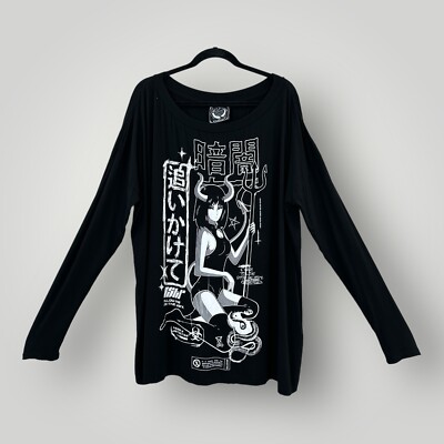 Killstar ''Follow Me'' Boatneck Anime Top Shirt 3XL Black White Graphics Oversized