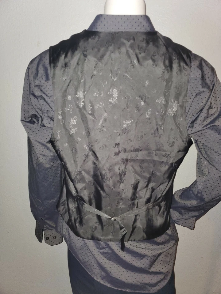 Tasso Elba Mens Grey Glenn Plaid Vest 42 Short Excellent Conditon Paisley Backin - Image 3 of 4