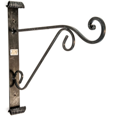 Staffa In Ghisa Con Gancio A S Per Appendere Cesti, Fiori E Piante - Decorazione Murale, 144x96x18mm, Colore Nero