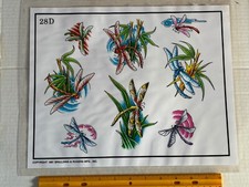 Vintage 1991 Spaulding Rogers Tattoo Flash Sheet D Series 28D Dragonfly