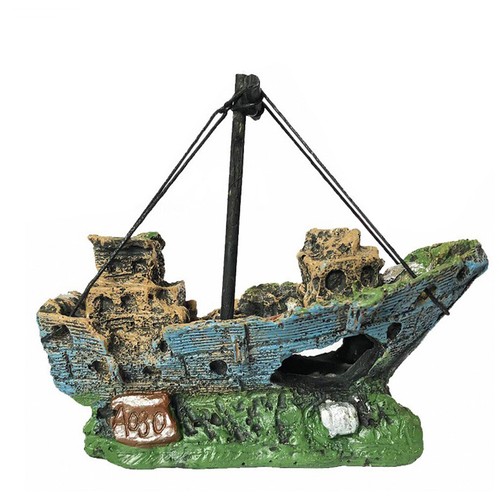 Fish Tank Cave Decor Wreck Sailing Boat Sunk Ship Destroyer Aquarium Ornament - Picture 1 of 5