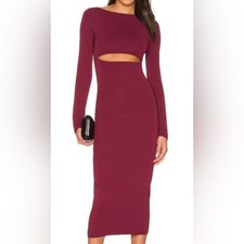 NWT Revolve x Not Yours to Keep Amori Cut-Out Midi Dress in Red Merlot - S