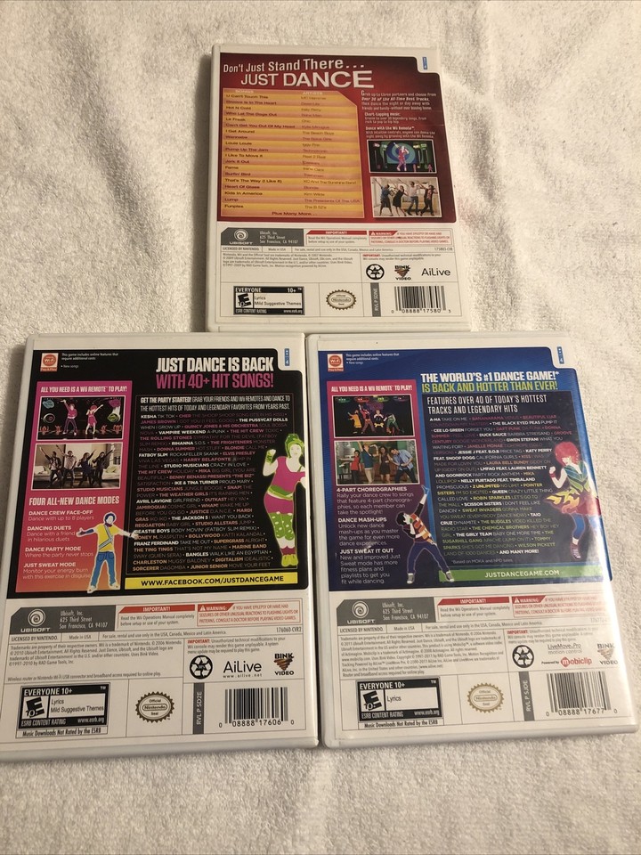 Just Dance 1, 2, and 3 Nintendo Wii Complete With Manuals 3 Game Lot ...