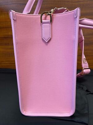 Authentic Dolce & Gabbana Pink Canvas 2 Way Shopper Tote Bag with