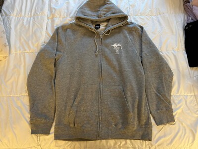 Stussy World Tour Zip Up Hoodie Heather Gray Size XL NEW | eBay