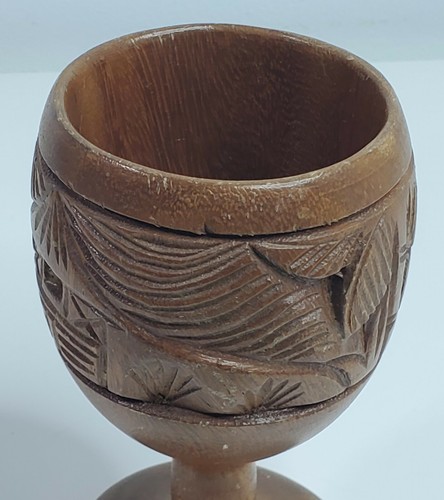 Wood Chalice Goblet Tiki Hut Medieval 6” Tall 3” Wide Wine Cup Philippines - Picture 7 of 12