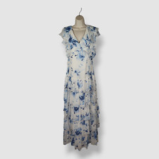 Ralph Lauren Women's Blue Floral Print Evening Dress Gown Size 12