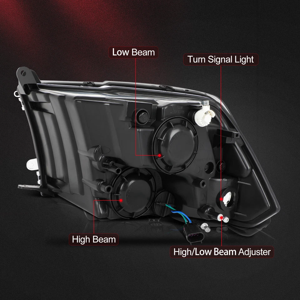 For 2009-2010 Dodge Ram 1500 Replacement Headlights Assembly Driver+Passenger - Image 4 of 4