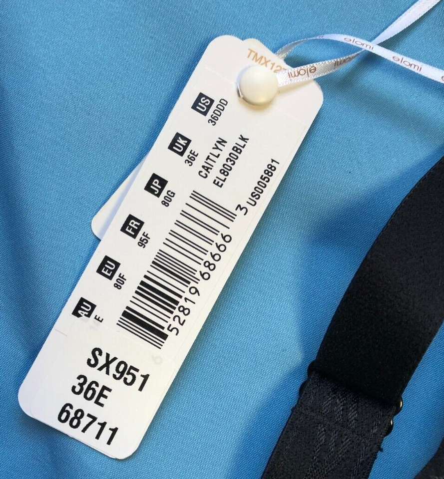 Elomi Bra 36E Black Caitlyn EL8030 Full Cup Underwired Non Padded New