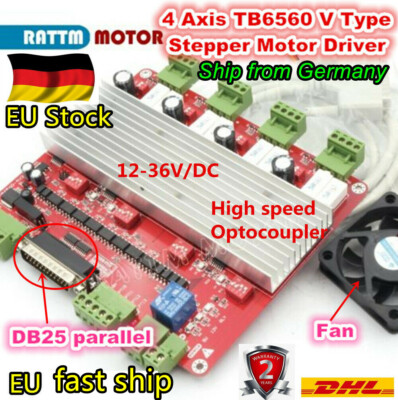  DE  4 Achse Nema23 Schrittmotor Stepper Driver 3.5A TB6560 CNC Controller Board