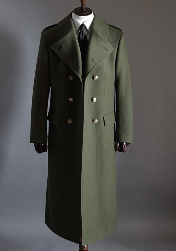 Original Dutch Military Long Service Coat Army Issue Overcoat Green