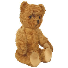 VTG 1930's 9" Golden Mohair Jointed Teddy Bear Toy Excelsior Wood Wool England