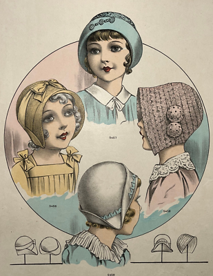 Estampe Lithographie Gaston Drouet - Modiste Parisienne - Chapeaux Paille XXème