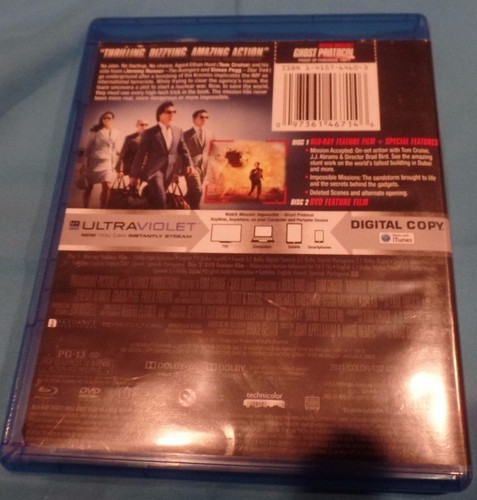Ghost Protocol , Mission Impossible, Tom Cruise (Blu-ray/DVD, 2012, 2-Disc Set) - Picture 2 of 4