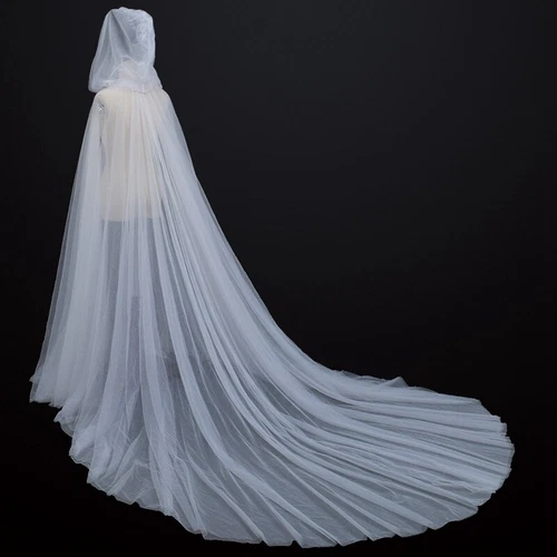 Lady Mesh Hooded Cape Cloak Top Bridal Halloween Party Retro Fancy Dress Loose - Picture 15 of 19
