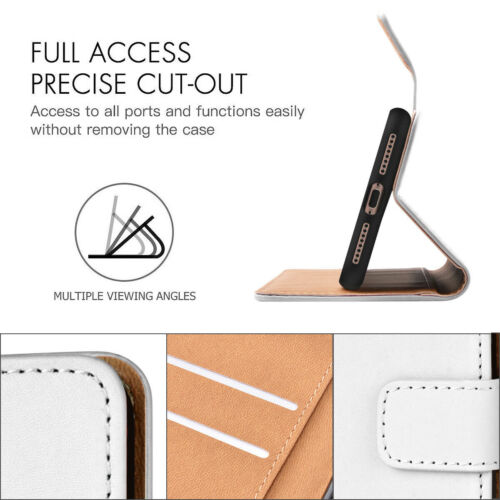 REAL LEATHER WALLET STAND CASE CARD POCKET FOR IPHONE 7/8/11/12/13 Pro Max/14/15 - Picture 37 of 37