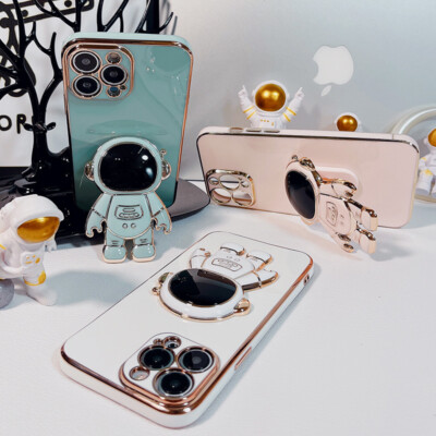 Hülle für iPhone 15 14 13 12 11 Pro Max Mini Plus XR XS Astronautenständer Case