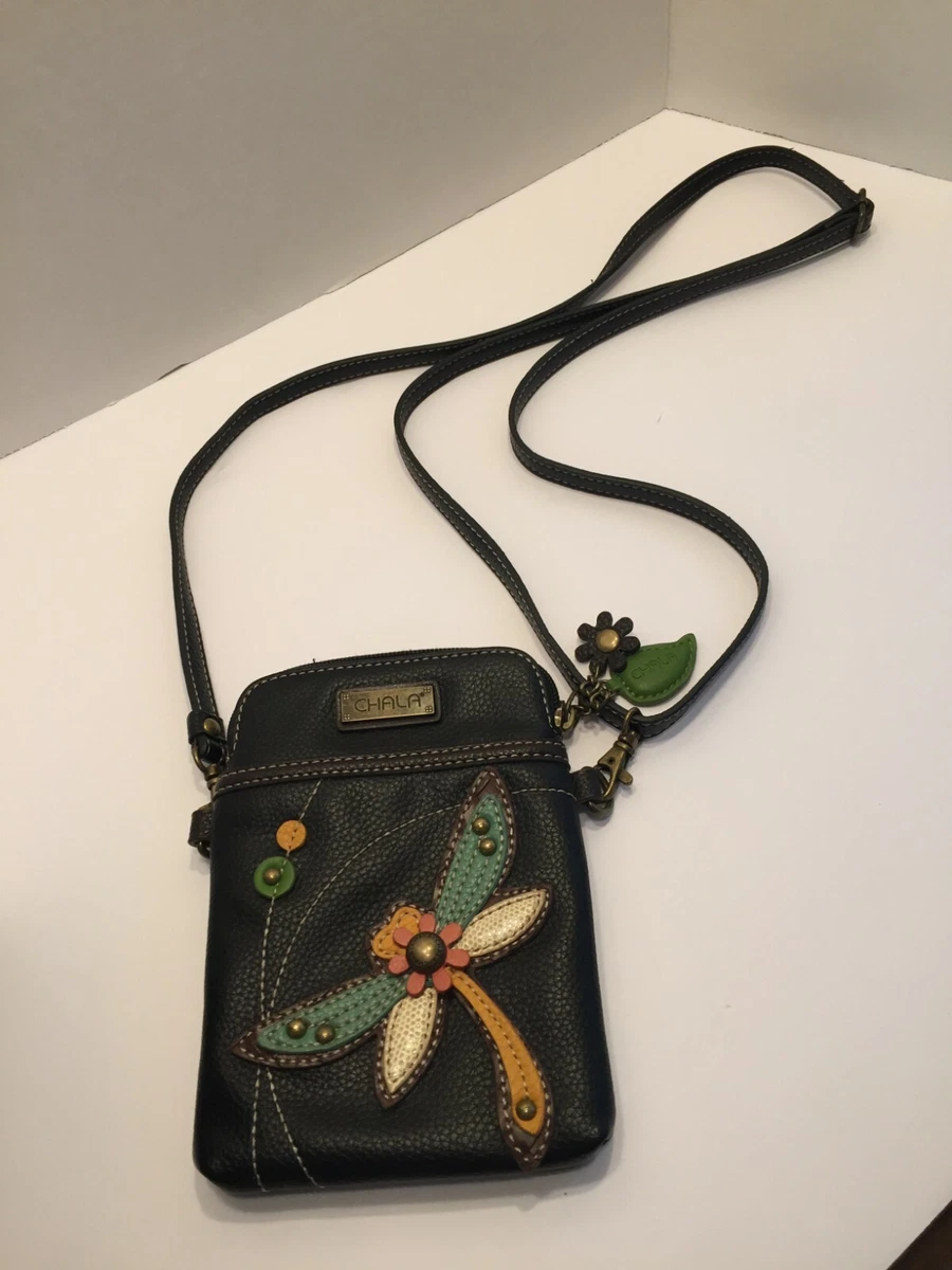 Chala Handbag - Cell Phone Crossbody - Dragonfly - Black