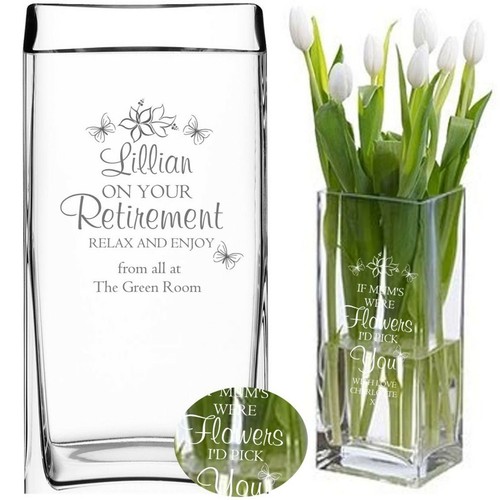 Personalised Engraved Glass Vase RETIREMENT FLOWER VASE LARGE CAPACITY eBay