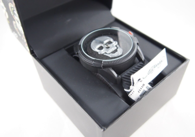 Ed Hardy Silver Skull Wristwatch New In Box Watch Black Silicone Band Ed Hardy Men main image 3