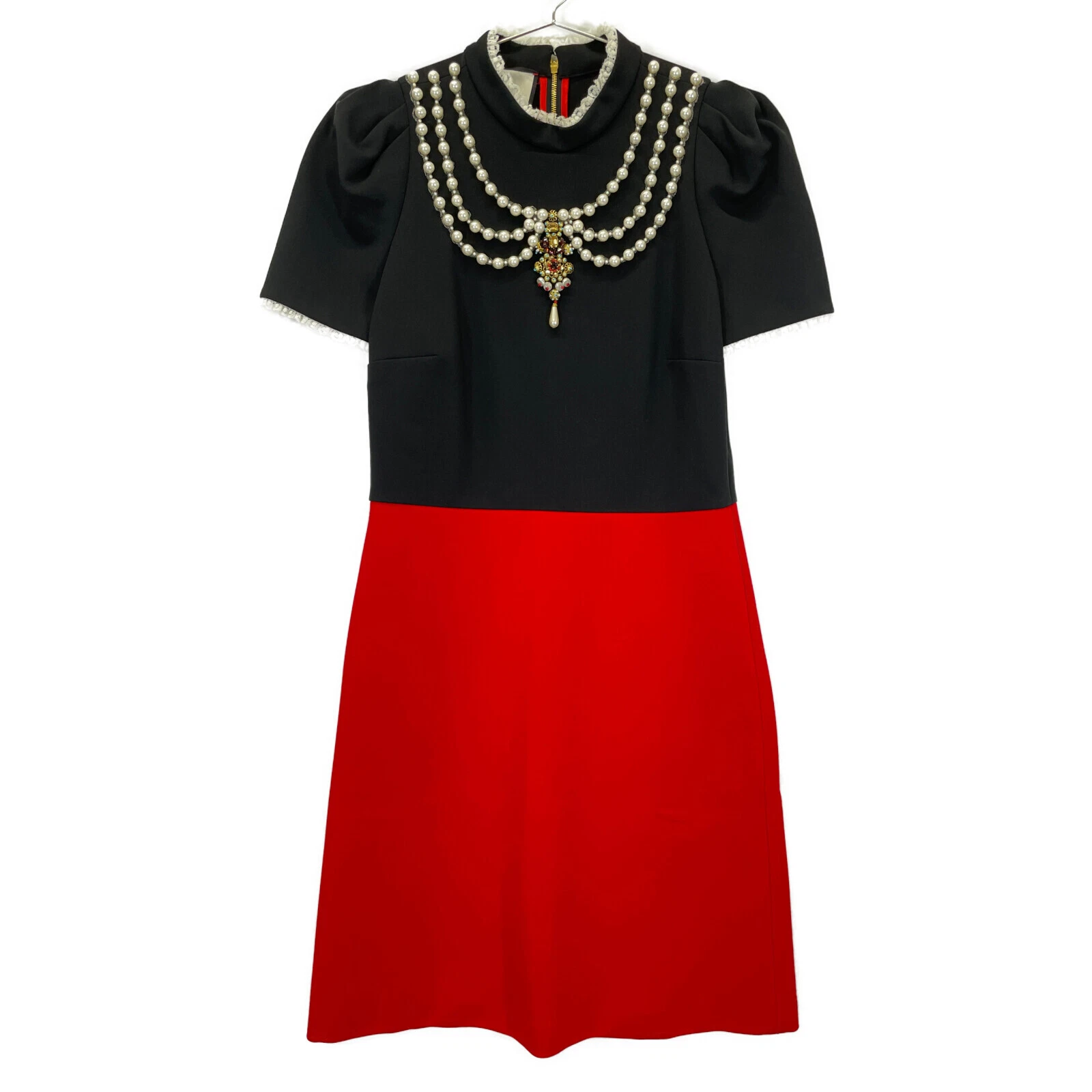 Robe une pièce design GUCCI 445276 noire x rouge perle vision M noir x rouge