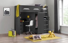 Anthracite Grey High Sleeper Bed + Wardrobe Desk & Drawers  PEGGY